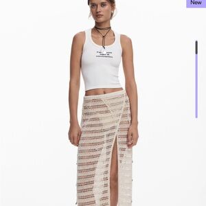 NWT Desigual elegant Cream Crochet Skirt one size